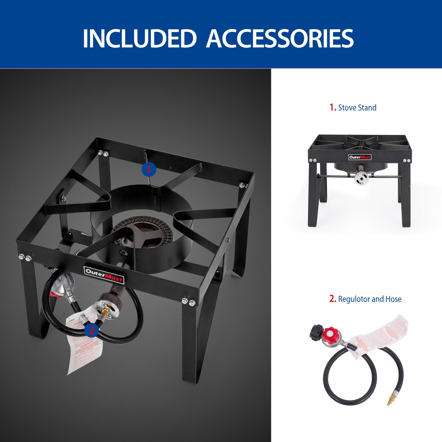 Outdoor Propane Burner  with 10 PSI Regulator and Cast Iron Braided Holes for Home Brewing,Turkey Fryer and Seafood Boiler