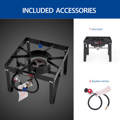 Outdoor Propane Burner  with 10 PSI Regulator and Cast Iron Braided Holes for Home Brewing,Turkey Fryer and Seafood Boiler