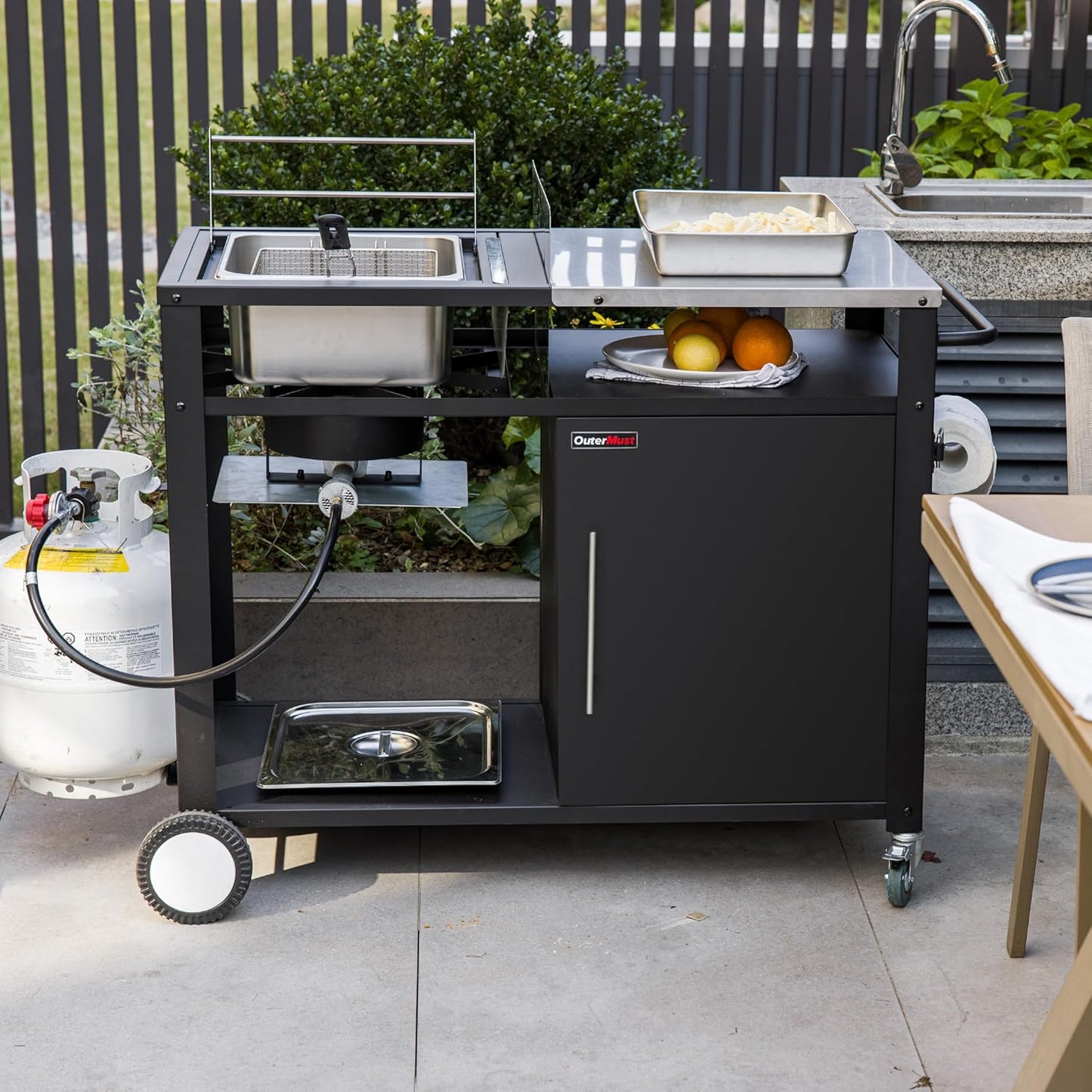 85,000 BTU Outdoor Kitchen Station with Stainless Steel Top for Fish & Turkey Frying