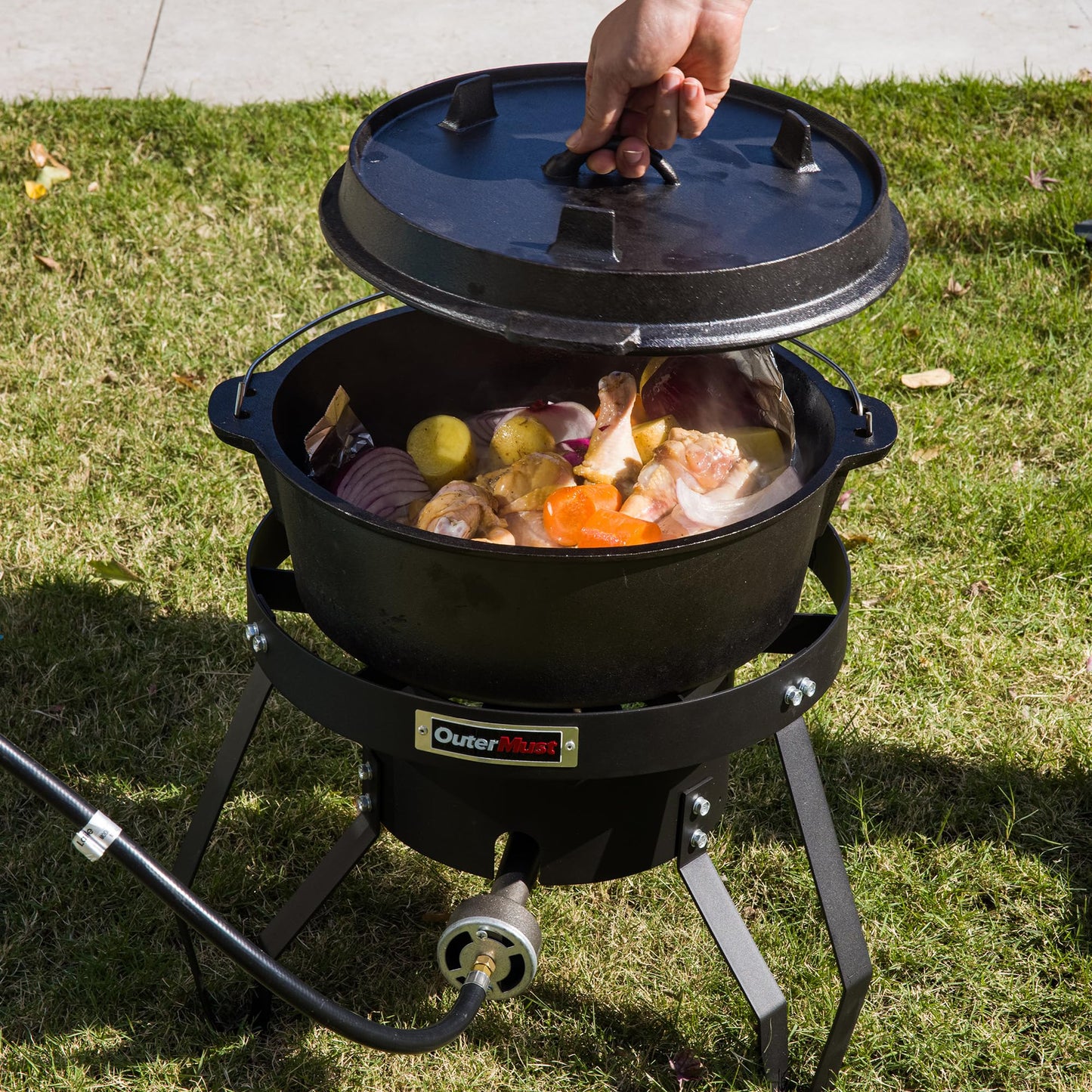 Outdoor Propane Burner Camping Stove Gas Burner with Adjustable Legs Ideal for Camping, Home Brewing, Turkey Frying and Maple Syrup Boiling