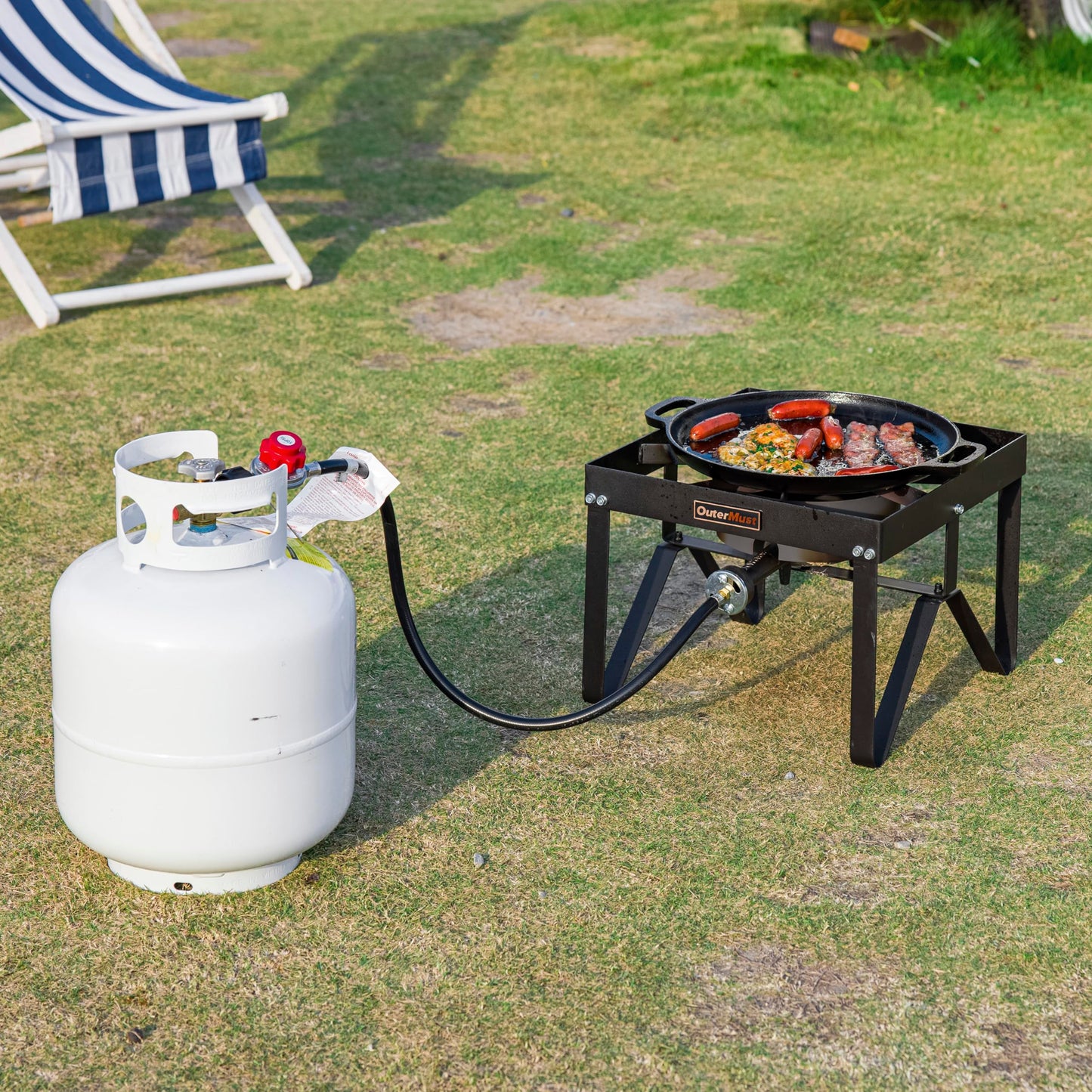 Outdoor Propane Burner Camping Stove Gas Burner with Adjustable Legs Ideal for Camping, Home Brewing, Turkey Frying and Maple Syrup Boiling