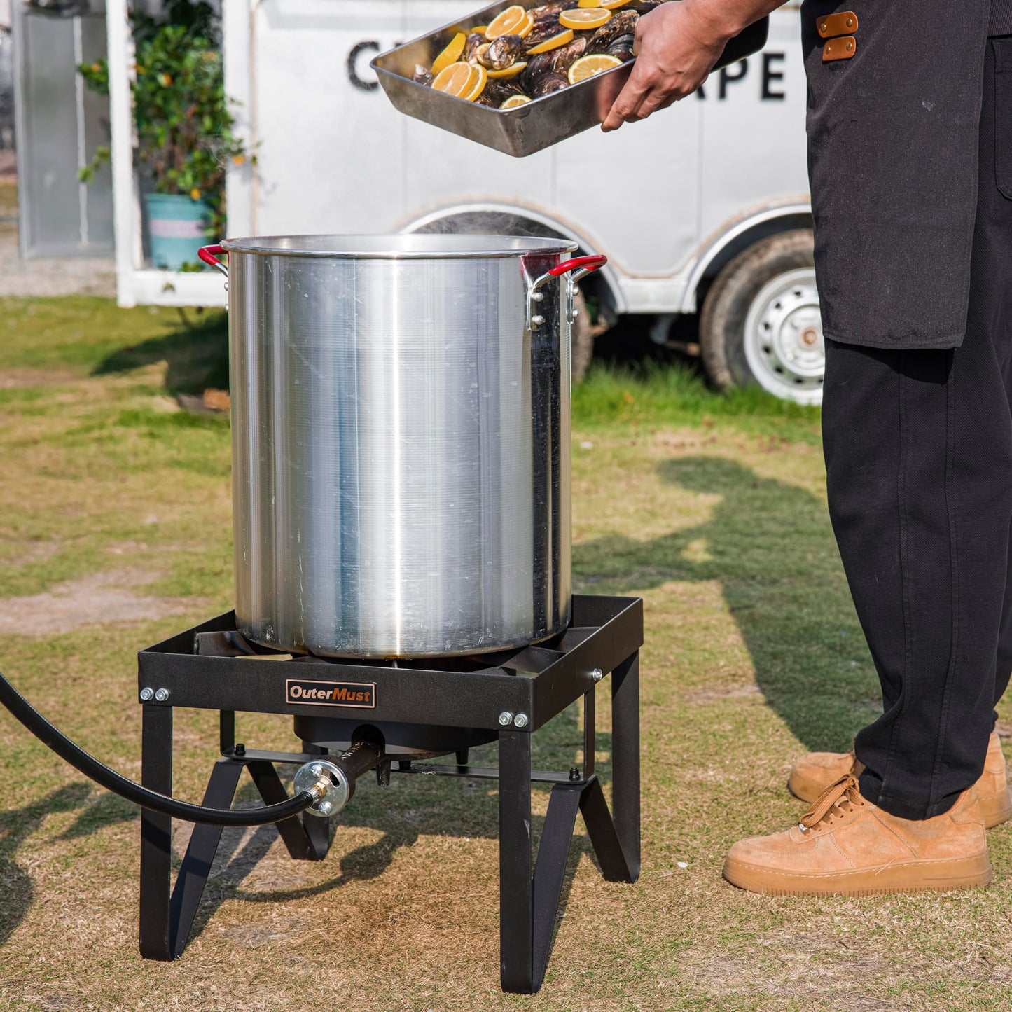 Outdoor Propane Burner Camping Stove Gas Burner with Adjustable Legs Ideal for Camping, Home Brewing, Turkey Frying and Maple Syrup Boiling