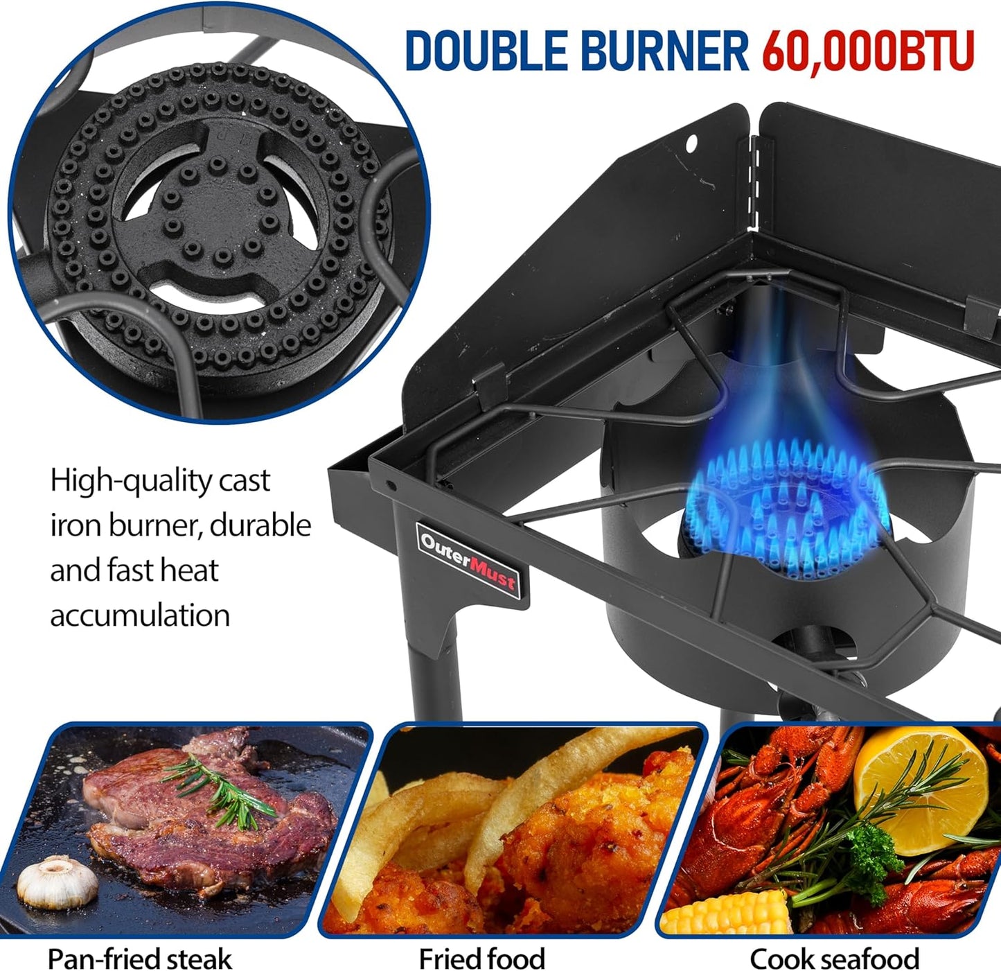 Double Propane Burner Outdoor Stove Burner for Outdoor Cooking Perfect for Home Brewing, Crawfish Boiler, Turkey Frying, Camping and Family Use