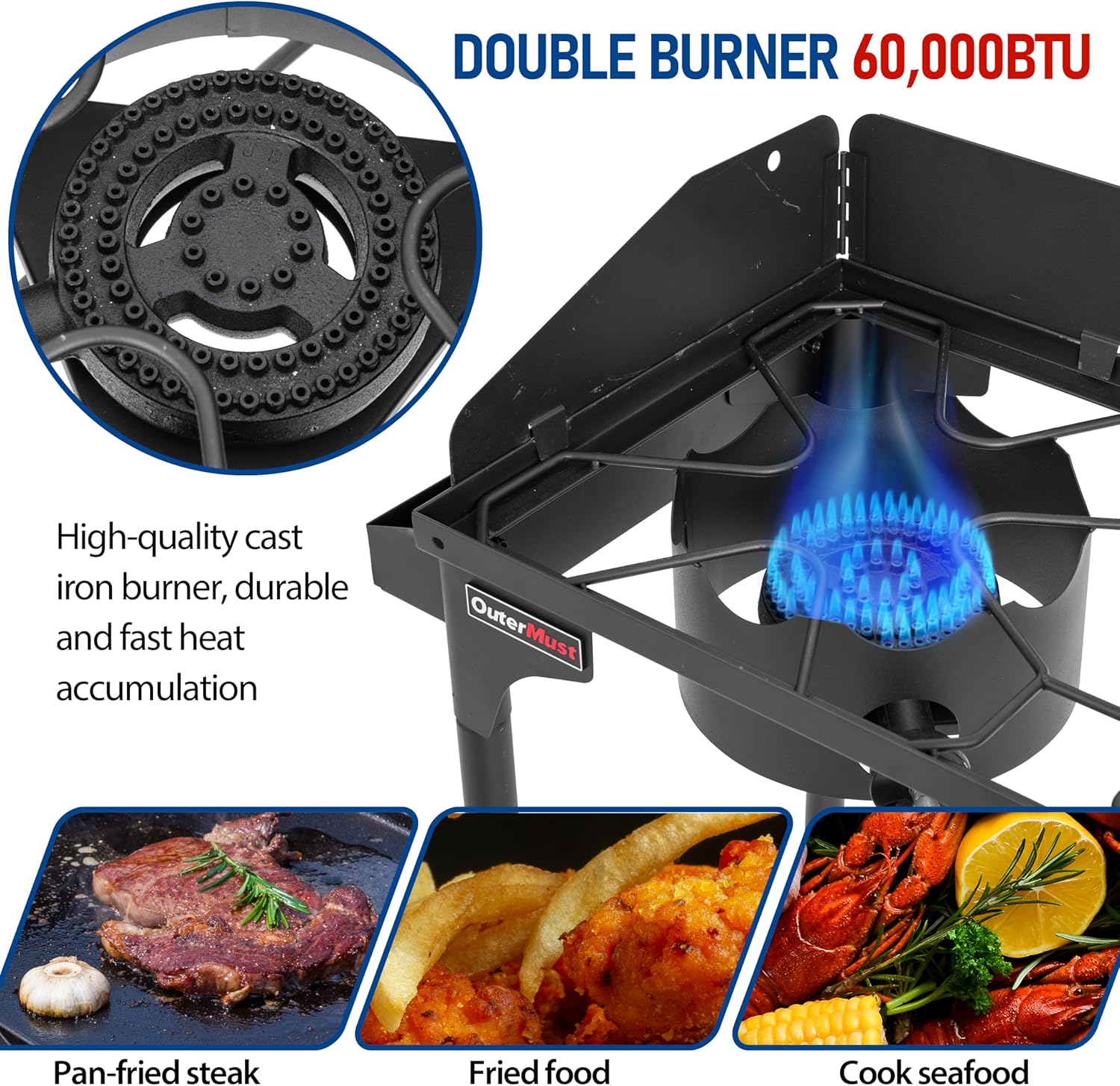 Double Propane Burner Outdoor Stove Burner for Outdoor Cooking Perfect for Home Brewing, Crawfish Boiler, Turkey Frying, Camping and Family Use