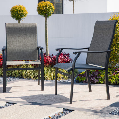 Sour Citrus Patio Dining Chairs, Textilene Fabric Iron Indoor/Outdoor Dining Chairs Patio Dining Set of 2 for Lawn, Poolside, Garden, Backyard, Brown