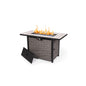 42 Inch Propane Fire Pit Table, 50,000 BTU Hand-Woven Rattan Outdoor Fire Pit with Lid & Blue Glass Bead for Patio, Garden
