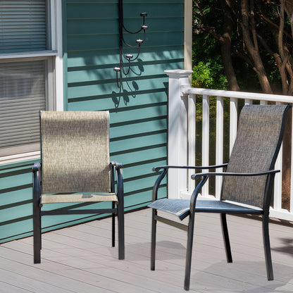 Sour Citrus Patio Dining Chairs, Textilene Fabric Iron Indoor/Outdoor Dining Chairs Patio Dining Set of 2 for Lawn, Poolside, Garden, Backyard, Brown