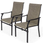 Sour Citrus Patio Dining Chairs, Textilene Fabric Iron Indoor/Outdoor Dining Chairs Patio Dining Set of 2 for Lawn, Poolside, Garden, Backyard, Brown
