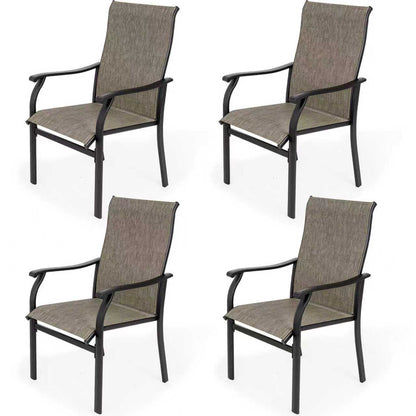 Sour Citrus Patio Dining Chairs, Textilene Fabric Iron Indoor/Outdoor Dining Chairs Patio Dining Set of 4 for Lawn, Poolside, Garden, Backyard, Brown