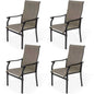 Sour Citrus Patio Dining Chairs, Textilene Fabric Iron Indoor/Outdoor Dining Chairs Patio Dining Set of 4 for Lawn, Poolside, Garden, Backyard, Brown