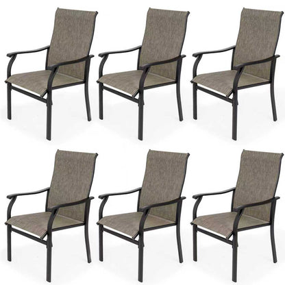 Sour Citrus Patio Dining Chairs, Textilene Fabric Iron Indoor/Outdoor Dining Chairs Patio Dining Set of 6 for Lawn, Poolside, Garden, Backyard, Brown