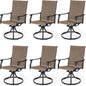 Sour Citrus Swivel Patio Dining Chairs, Textilene Fabric Iron Indoor/Outdoor Dining Chairs Patio Dining Set of 6 for Lawn, Poolside, Garden, Backyard, Brown