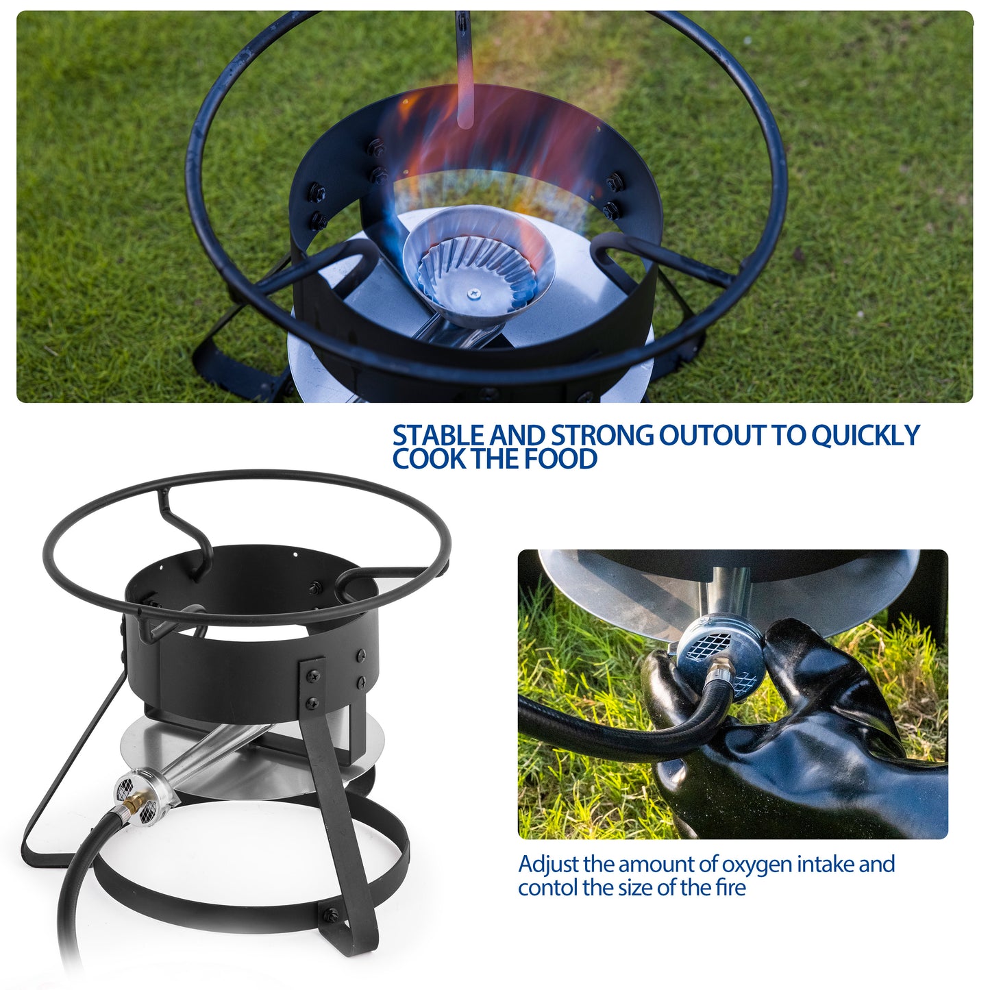 OuterMust Fish and Wing Fryer Kit, 58,000 BTU 11 Qt. Aluminum Deep Fry Pot with Basket and 5 Inches Thermometer for Frying Fish, French Fries