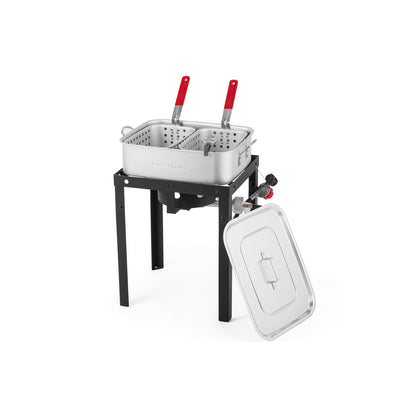 58,000 BTU Outdoor Fish Fryer with 2 Inner Baskets,  Lid for Frying Fish, Chicken Wings