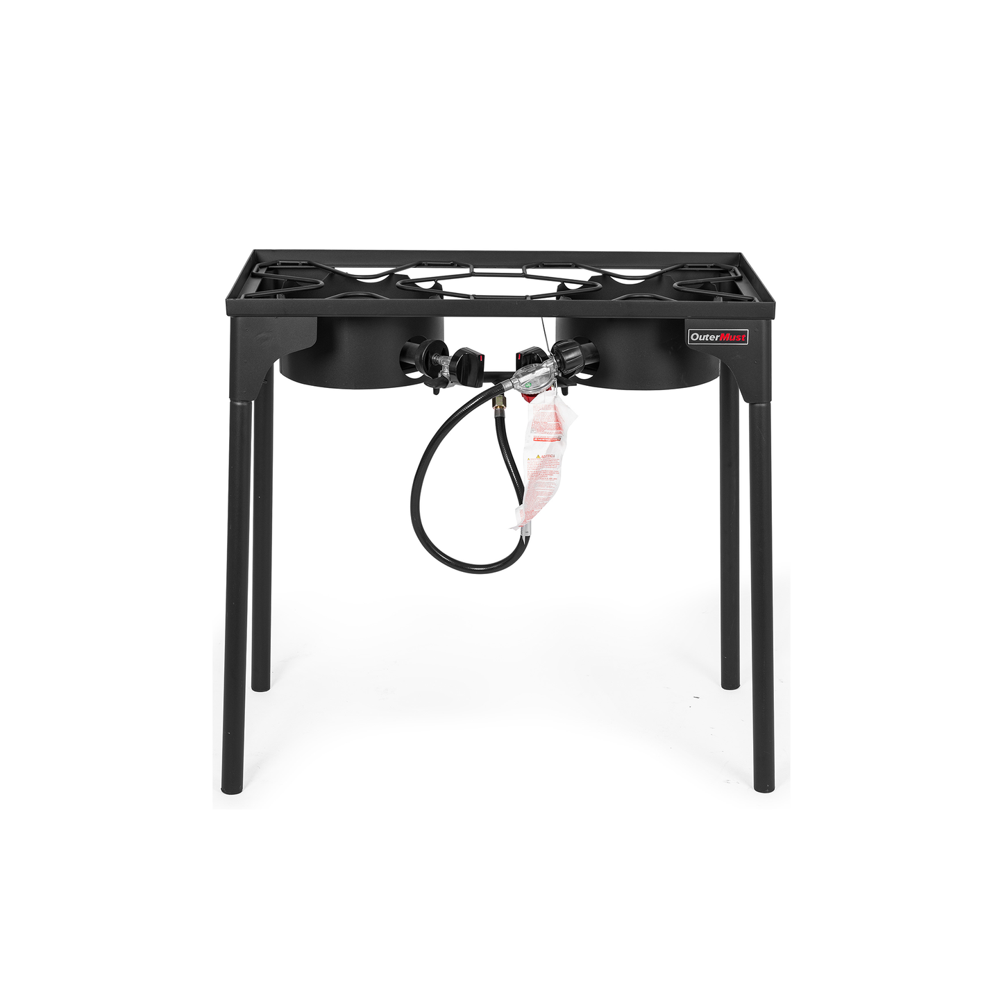 OuterMust 2 Burner Propane Gas Stove with 0-3 PSI Adjustable Regulator and Removable Legs for Home Brewing, Camping