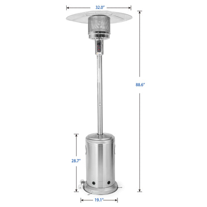 OuterMust Propane Patio Heater 46,000 BTU with Stainless Steel Design and Wheels Ideal for Backyard, Garden