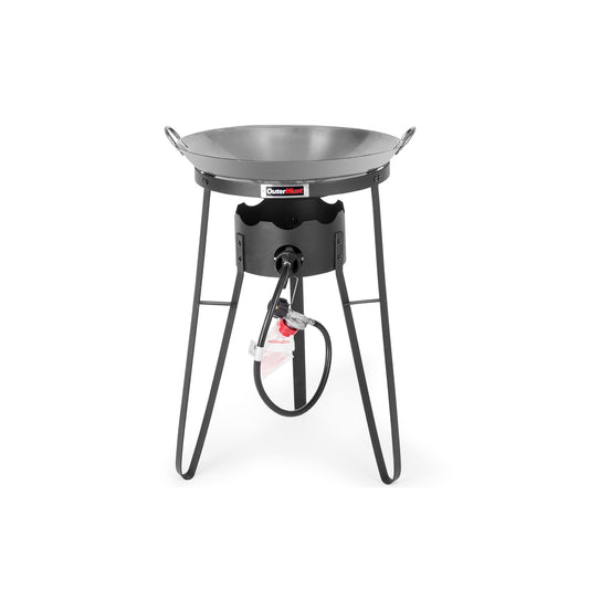 Outdoor Cooker with Iron Wok and Propane Burner, 54,000 BTU Gas Stove for Backyard, BBQ