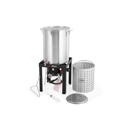 30 QT. Outdoor 50,000 BTU Turkey Fryer Set with Perforaed Basket for Turkey, Crawfish for Thanksgiving Gathering