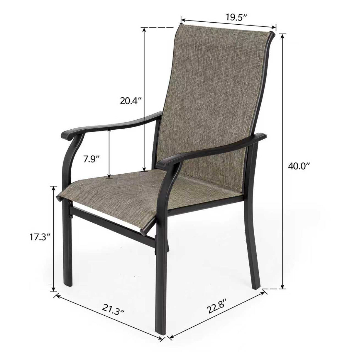 Sour Citrus Patio Dining Chairs, Textilene Fabric Iron Indoor/Outdoor Dining Chairs Patio Dining Set of 6 for Lawn, Poolside, Garden, Backyard, Brown