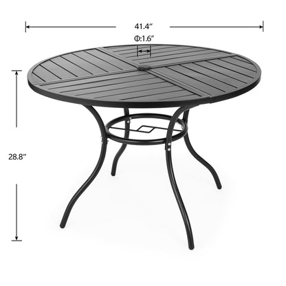 Sour Citrus Round Patio Dining Table, Outdoor Table With Umbrella Hole,Small Round Table Ideal For Backyard, Lawn, Poolside, Garden